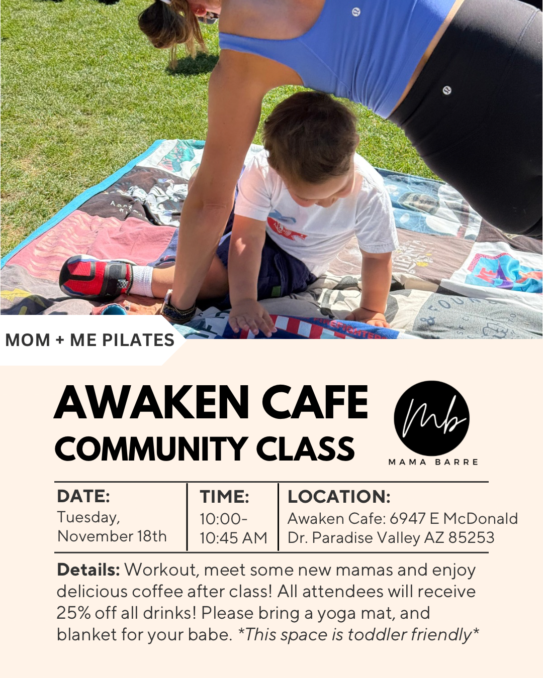 Mom + Me Pilates: Awaken Cafe 11/18