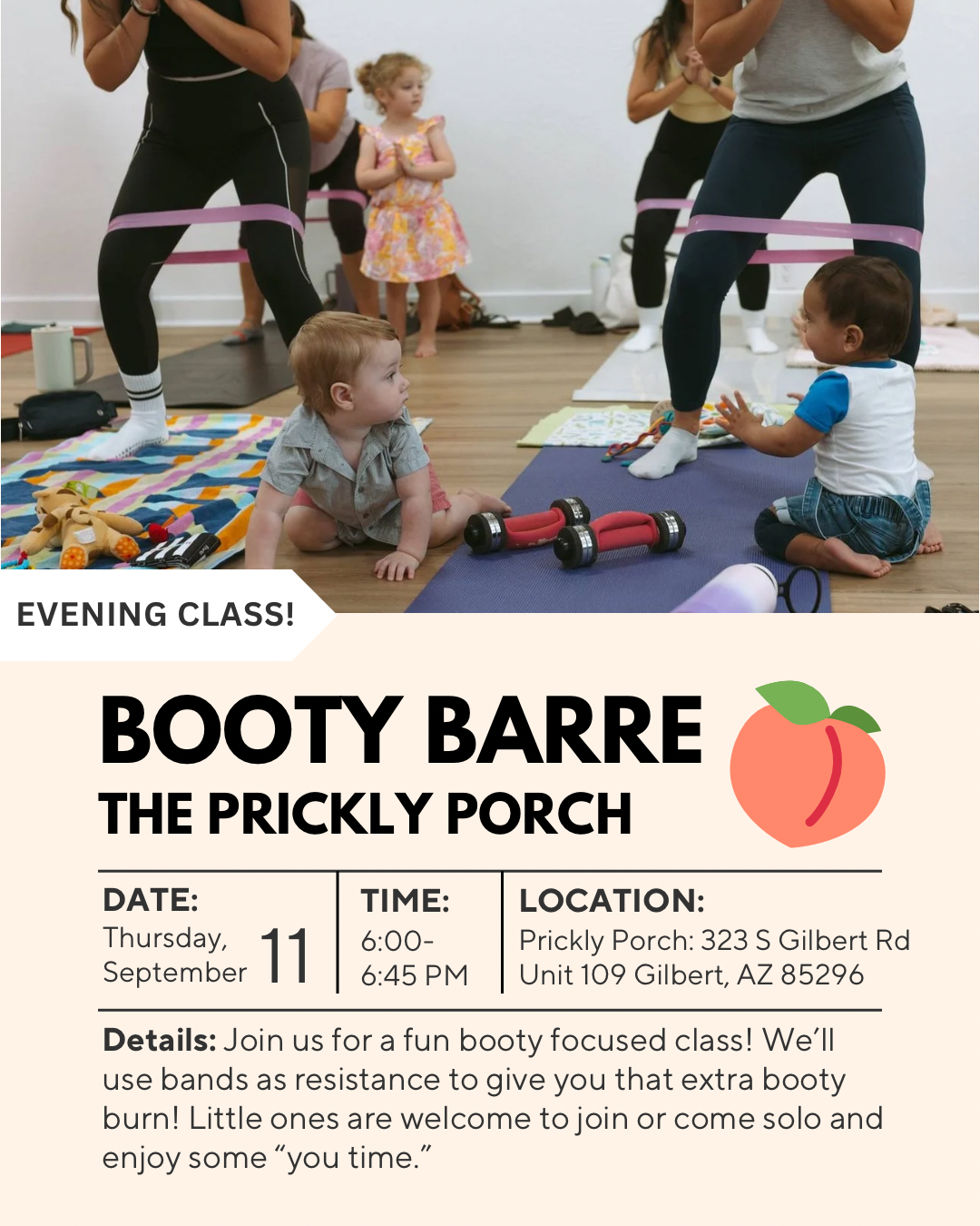 🍑Booty Barre 9/11 EVENING CLASS