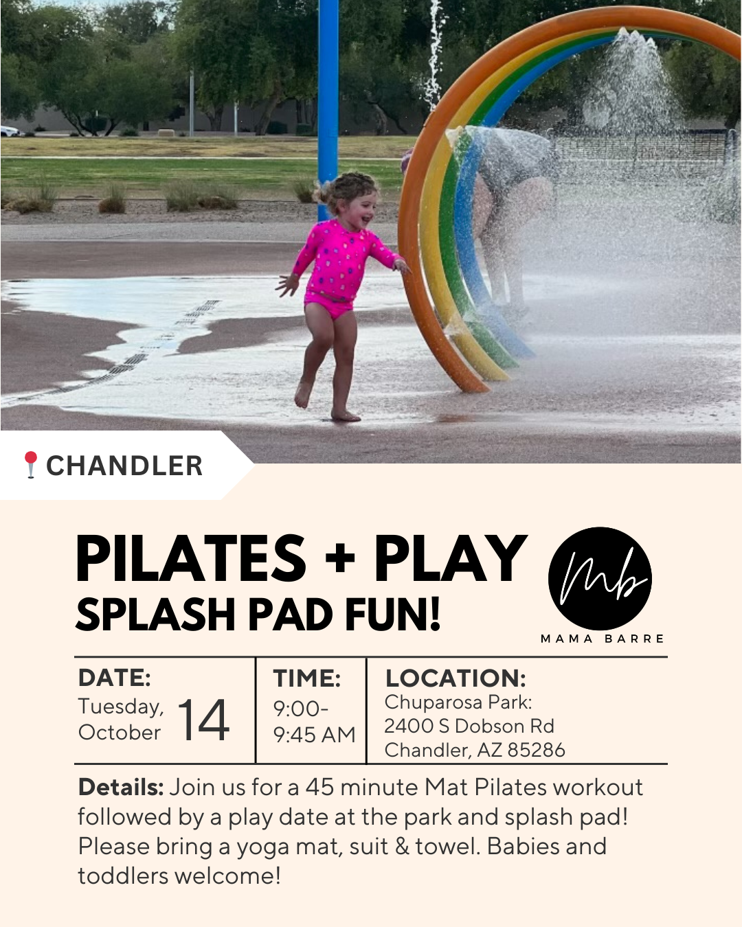 Pilates + Play: Splash Pad Playdate 10/14
