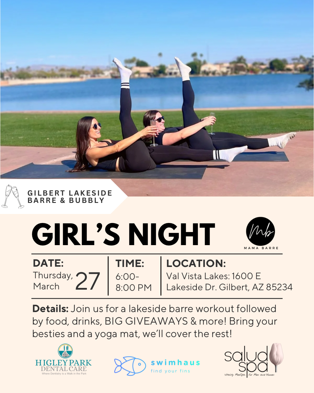 Girl’s Night: Barre & Bubbly 3/27