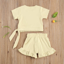 Load image into Gallery viewer, 2 Piece Side Tie Shirt and Ruffle Shorts
